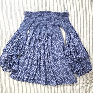 Denim Leopard Off Shoulder Dress